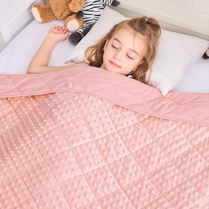 Pink Weighted Blanket Kids 10lbs, 40"x60", Twin Size Breathable Cooling Minky Heavy Throw Blanket for 80-120lb, Soft Winter Thick Big Blankets Weighted Comforter Gift for Sleeping