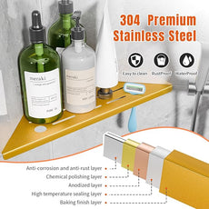 Shower Corner Shelf with Razor Hole,Modern Style Shower Caddy, Sturdy 304 Stainless Steel Shower Organizer,No Drilling Bathroom Corner Shelf for Tile Wall Gold 2 Pack-10