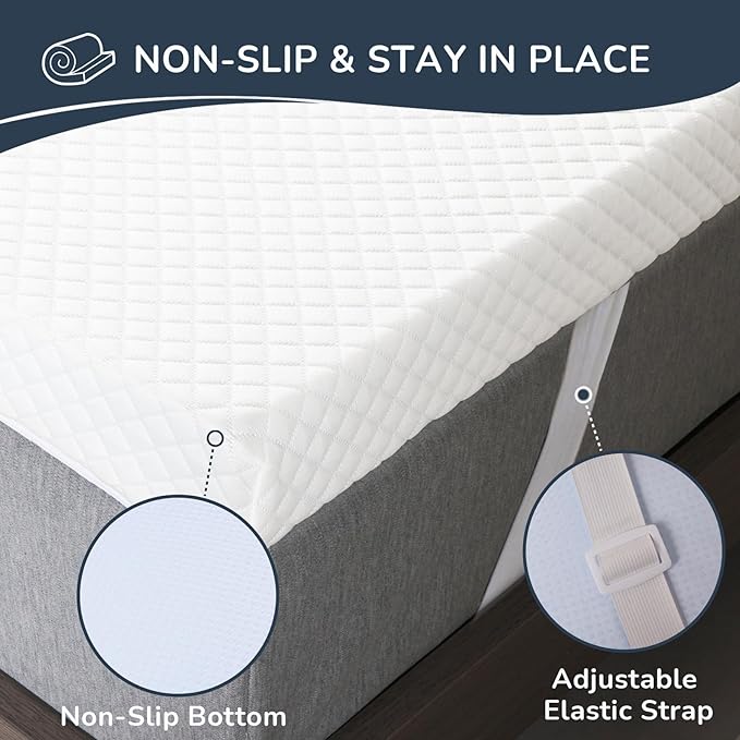 3 Inch Gel Memory Foam Mattress Topper Twin XL with Straps, Cooling Mattress Topper for Back Pain Relief with High Density Foam and Washable Cover, Bed Pad for College Dorm and Bedroom