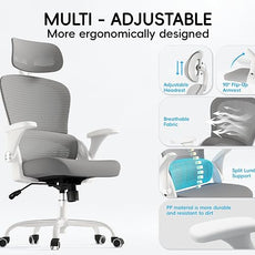 TRALT Office Chair - Ergonomic Office Chair with Back Support, Computer Chair - Home Office Desk Chairs, 330lbs Wide Seat Big and Tall Office Chairs with Headrest, Comfy Desk Chairs (Grey)