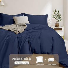 100-Percent Cotton Duvet Cover Set, Hidden Zipper Closure, Ultra Soft, Easy Care and Durable, Simple Bedding Style, King, Navy (Comforter Not Included)
