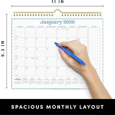 PAPERAGE 2026 Calendar, 12 Months (January 2026 - December 2026), Small (9 in x 11 in), Minimalist Wall and Desk Calendar with Monthly Views, Yearly Plans & Notes Section – Pastel