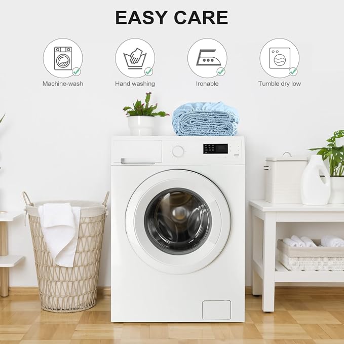 FreshCulture Queen Fitted Sheet Only - Hotel Quality Ultra Soft & Breathable Brushed Microfiber Fitted Sheet with 21 Inch Deep Pockets - Fits Queen Size Bed (Light Blue)