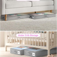 punemi Under Bed Storage Containers, Below 4 Inches Tall Low Profile Underbed Storage, NO STRUCTURE, Soft Foldable Underbed Cloth Storage Bags, Zipper Blanket Storage Container, 2Pack, 20x40x3.7in