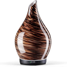 Porseme 280ml Essential Oil Diffuser Glass Color Changing Aroma Air Diffusers Aromatherapy Ultrasonic Cool Mist Humidifier 7 Running Hours Waterless Auto-Off for Sleeping, Yoga, Office (Dark Golden)