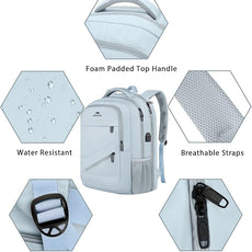 MATEIN 18 Inch Laptop Backpack for Women, TSA Approved Laptop Rucksack Large Capacity 50 L, Anti Theft Backpack with Comfortable Shoulder Straps for College Work Travel, Haze Blue