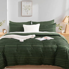 NEXHOME PRO Duvet Cover Full Size, Blue 3 Pieces Boho Tufted Duvet Cover Set, Soft and Lightweight Microfiber Comforter Cover Set for All Season (Forest Green,80 x 90)-No Comforter