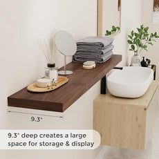 Fun Memories Floating Shelves for Wall, 48 x 9.3 Large Floating Shelf Wall Mounted Set of 2, Rustic Wood Shelves for Bathroom, Kitchen, Living, Heavy-Duty Storage Deep Shelf for Books, Decor, Walnut