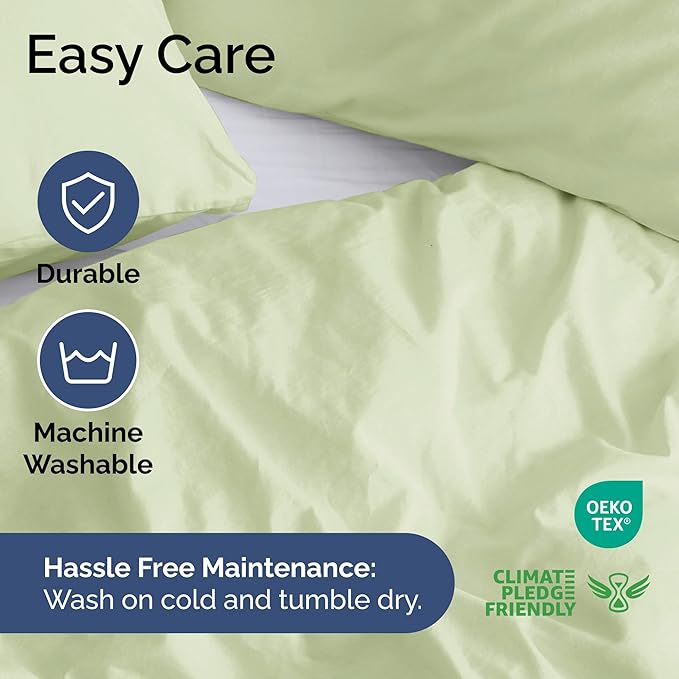 CGK Unlimited Duvet Cover Queen Size Set - Extra Soft Queen Size Duvet Cover 90 x 90 with 2 Pillow Shams - Hotel Quality w/Zipper Closures & Ties - Bedding and Bed Linens Set (Light Sage Green)