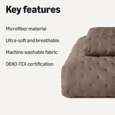 Amazon Basics Brushed Microfiber Quilt Set, Extra Soft with Natural Texture, 2-Piece,Twin/Twin XL, Brown