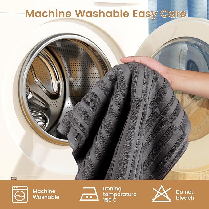 SEMAXE Bath Mat for Bathroom 2-Pack, 100% Cotton Non-Slip Mats [Not a Bathroom Rug], Super Absorbent and Soft Floor Towels, Machine Washable Shower Foot Towels, Charcoal Gray