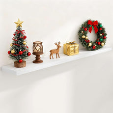 Fun Memories 72 Inch Floating Shelves for Wall, 72x9.3 Large Floating Shelf for Bedroom, Kitchen, Bathroom, Wall Mounted Rustic Wood Shelves with Invisible Bracket for Books, Decor, White