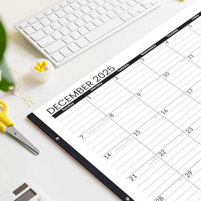 SUNEE Desk Calendar 2026 Large 22x17 from October 2025 to March 2027, Extra Large Desktop Monthly Calendar Pad 18 Months For Teacher or Family, Desk Top, Black