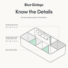 BLUE GINKGO Stackable Organizer Caddy – Korean-Made Portable Tote for Bathroom, Office, Crafts, or School Supplies (Long Rectangle, Gray)