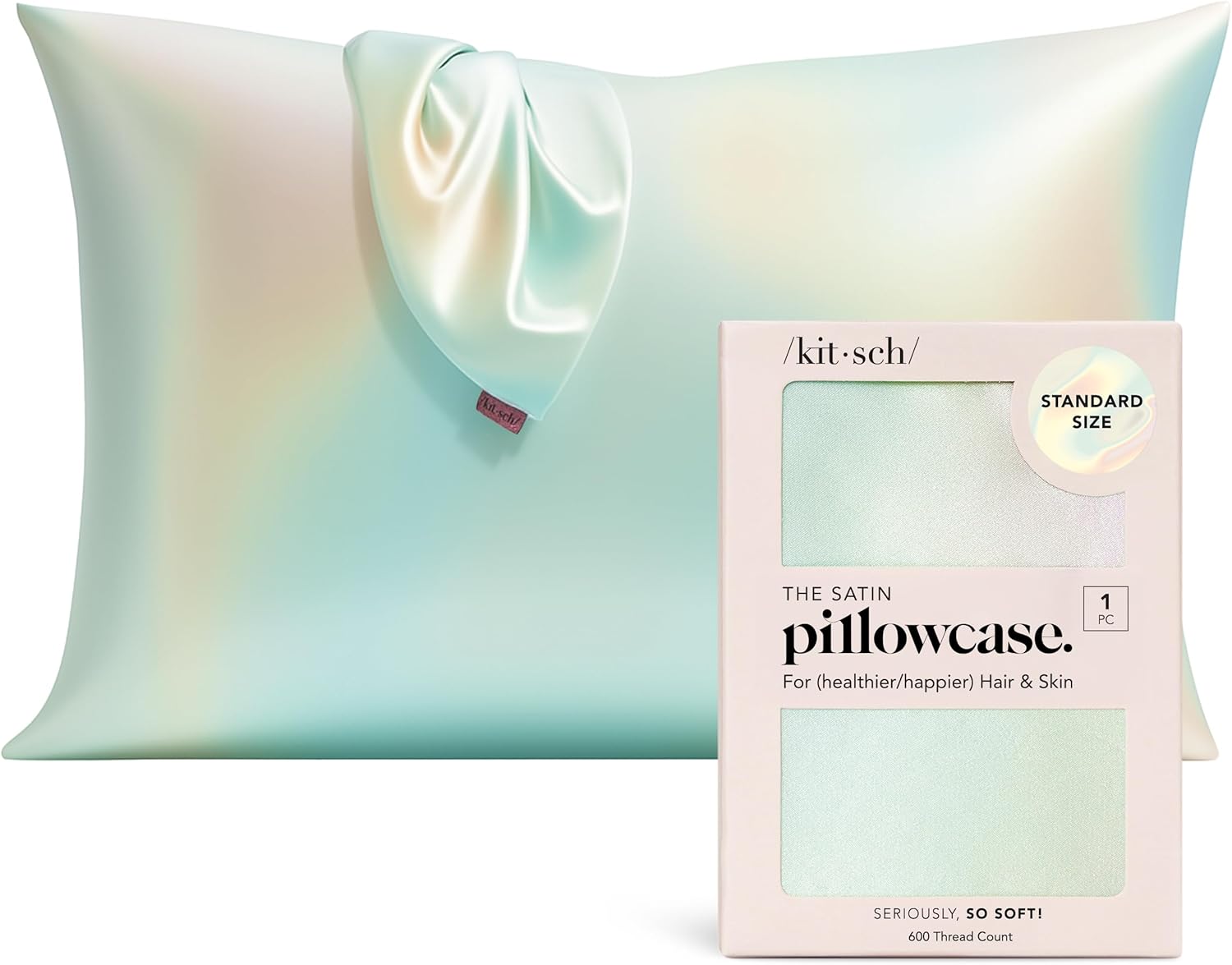 Kitsch Satin Pillowcase with Zipper for Hair & Skin - Softer Than Silk Pillow Cases, Smooth Cooling Satin Pillow Case, Wrinkle-Free, Machine Washable, Pillow Cases Standard Size 19x26 - Lavender Dormly