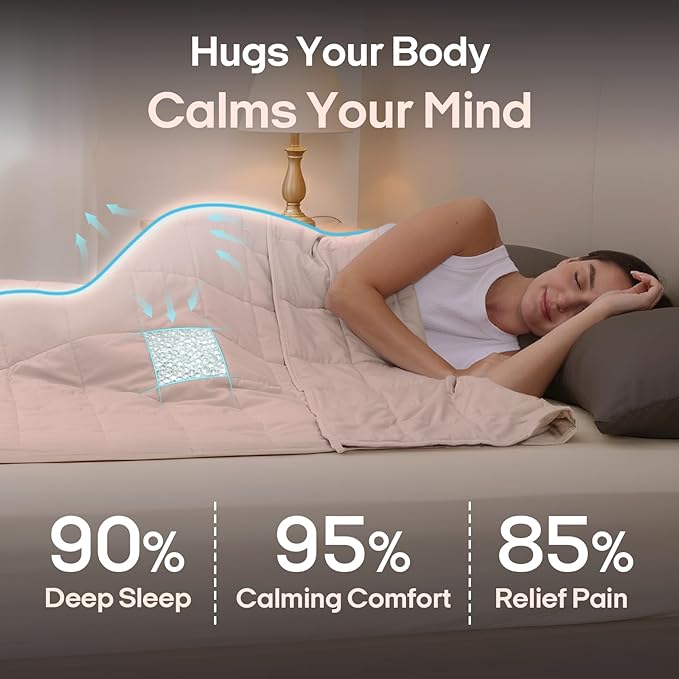 ZonLi Weighted Blanket for Adults(80"x87", 20lbs,Light Pink) King Size High Breathability Cooling Heavy Blanket, Soft Material with Premium Glass Beads,All-Season.