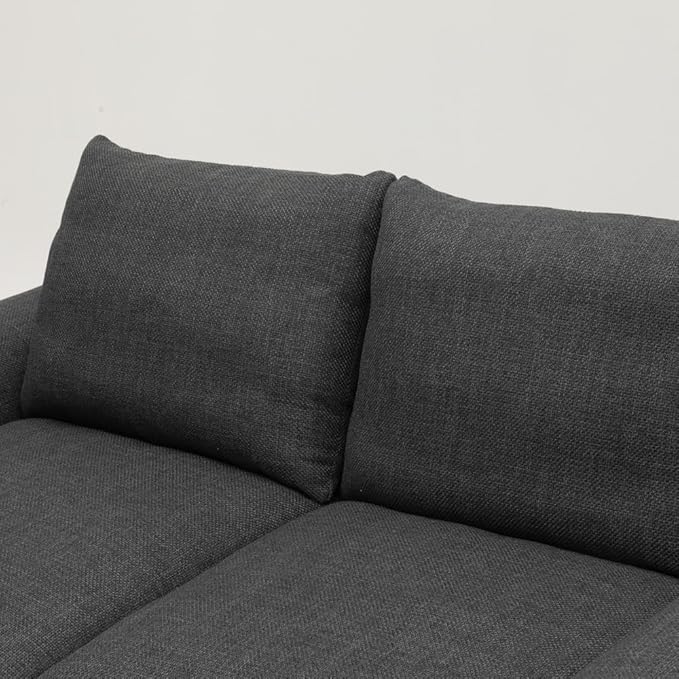 Panana Modern 2 and 3 Seats Loveseat Sofa Couch with Storage, Small Love Seat Couches for Living Room, Bedroom, Apartment, Office (Dark Gray Linen Fabric, 3 Seater)