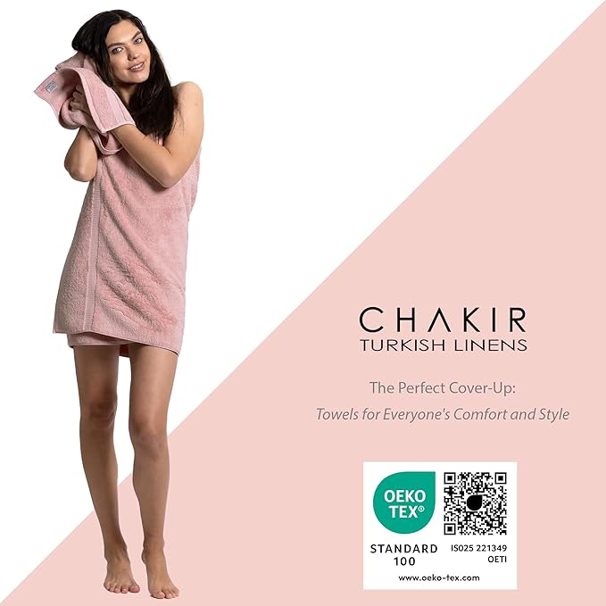 Chakir Turkish Linens Luxury Spa and Hotel Quality Premium Turkish Cotton 6-Piece Towel Set (2 x Bath Towels, 2 x Hand Towels, 2 x Washcloths)