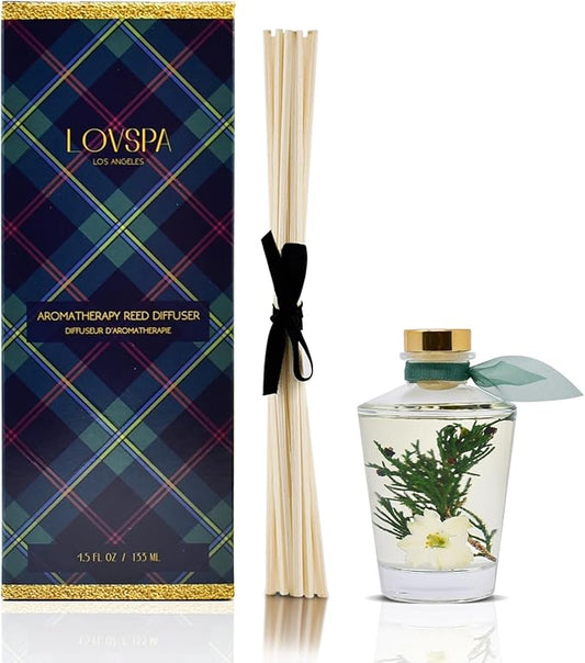 LOVSPA Reed Diffuser Set, Sparkling Balsam Scented Oil Diffuser with Sticks, Home Fragrance Accessories for Bathroom Shelf Decor, Aroma Diffusers for Home or Office Desk, USA Made