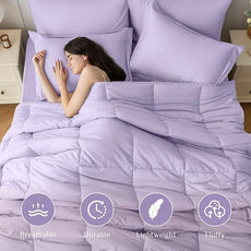 JOLLYVOGUE King Comforter Set, Ultra-Soft Bed in a Bag King Size 7 Pieces, Oeko-TEX Certified Bedding Set with Down Alternative Comforter, Sheets, Pillowcases & Shams, Lavender
