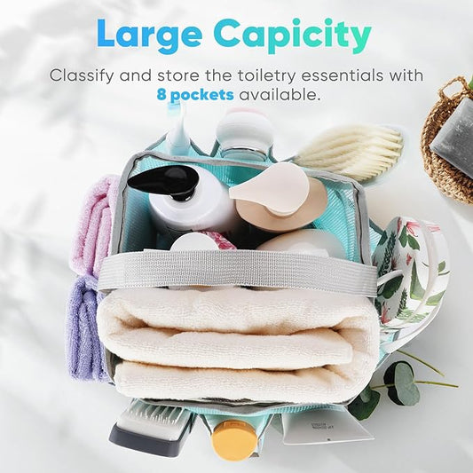 EUDELE 2 Pack Mesh Shower Caddy Portable for College Dorm Room Essentials, Shower Caddy Dorm with 8-Pocket Large Capacity,Shower Bag for Beach,Swimming,Gym
