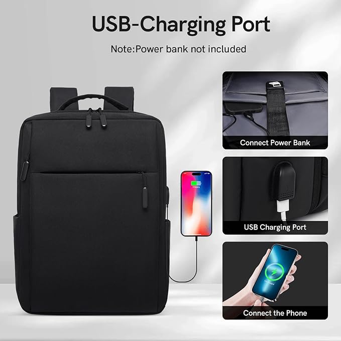 VGOAL Laptop Backpack fit 15.6 inch, Commuting Business Bag Lightweight Casual Daypack with USB Charging Port for Business, Travel, Daily Use