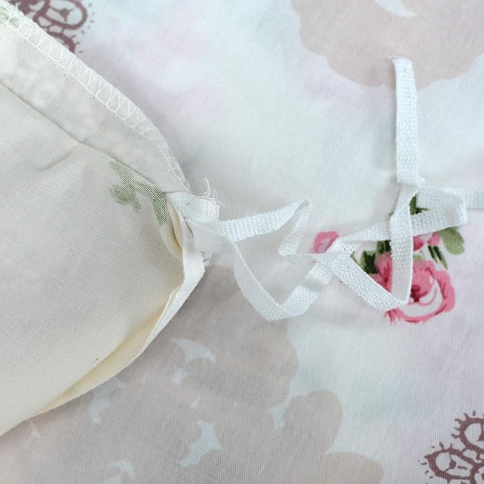 FADFAY Pink Rose Floral Duvet Cover Set 100% Cotton Girls Bedding with Hidden Zipper Closure 3 Pieces, 1duvet Cover & 2pillowcases,Queen Size