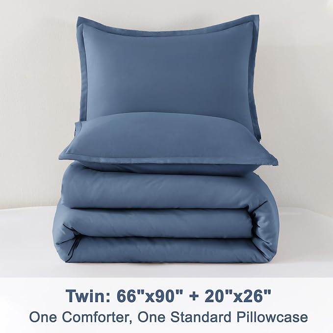 Litanika Comforter Set, Lightweight Solid Bedding Comforter Set, Fluffy Down Alternative Bed Set, Haze Blue, Twin/Twin XL