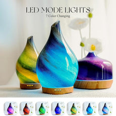 Porseme 280ml Essential Oil Diffuser Glass Color Changing Aroma Air Diffusers Aromatherapy Ultrasonic Cool Mist Humidifier 7 Running Hours Waterless Auto-Off for Sleeping, Yoga, Office, Spa (Galaxy)