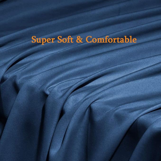 SONORO KATE Bed Sheet Set Super Soft Microfiber 1800 Thread Count Luxury Egyptian Sheets Fit 18-24 Inch Deep Pocket Mattress Wrinkle-6 Piece (Navy Blue, King)