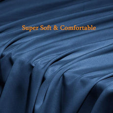 SONORO KATE Bed Sheet Set Super Soft Microfiber 1800 Thread Count Luxury Egyptian Sheets Fit 18-24 Inch Deep Pocket Mattress Wrinkle-6 Piece (Navy Blue, Full)
