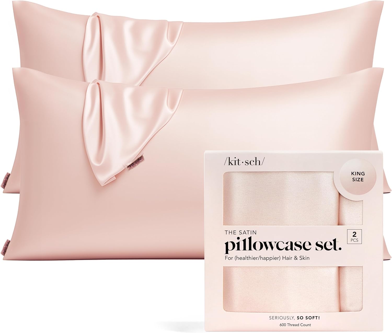 Kitsch Satin Pillowcase with Zipper for Hair & Skin - Softer Than Silk Pillow Cases, Smooth Cooling Satin Pillow Case, Wrinkle-Free, Machine Washable, Pillow Cases Standard Size 19x26 - Lavender Dormly