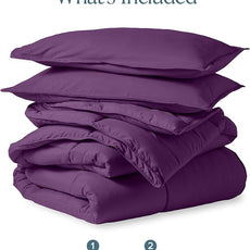 Bare Home Comforter Set - Oversized Queen Size - Ultra-Soft - Goose Down Alternative - Premium 1800 Series - All Season Warmth (Oversized Queen, Plum)