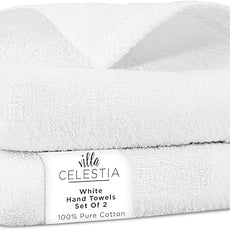 100% Cotton Hand Towel Set of 2, (16 x 28 inches) Sustainable, Soft, Highly Absorbent, Quick Drying, Combed Cotton Hand Towels Pack of 2 Ideal for Hotels, Spa, Bathroom, Dorm, White