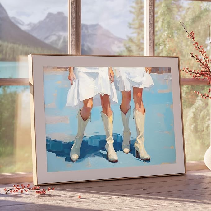 Cowgirl Boot Print Wall Decor Coastal Cowgirl Room Decor Aesthetic Posters Girly Western Cowgirl Boots Wall Art Prints Trendy Women Art Print Retro Cowboy Boot Painting for Dorm 16" X 24" UNFRAMED