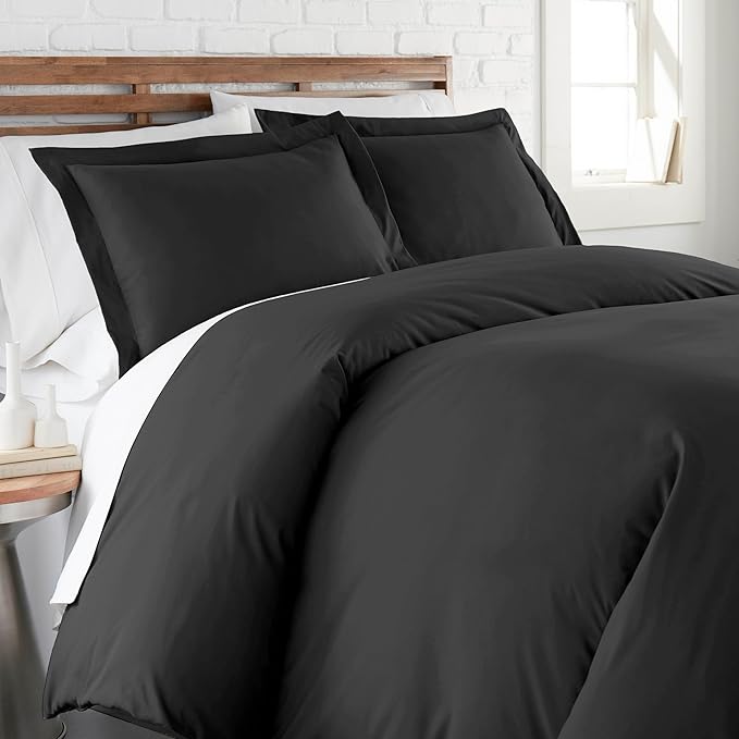 Southshore Fine Living, Inc. Premium Collection Oversized King Duvet Cover Set, Soft Duvet Cover 3-Piece, Two Matching Shams (108 in Wide x 98 in Long), Black, King/California King
