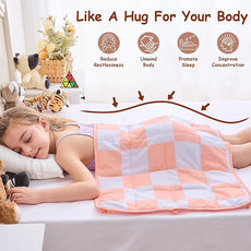 yescool Pink Checkered Weighted Lap Pad 2 Pounds Cooling Weighted Lap Blanket, Plaid Small Weighted Blanket, Weighted Throw Blankets Gift for Travel Indoor Outdoor, 20