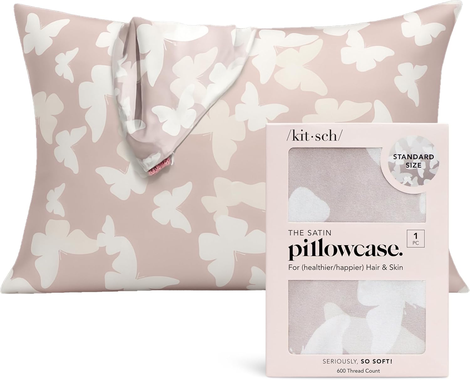 Kitsch Satin Pillowcase with Zipper for Hair & Skin - Softer Than Silk Pillow Cases, Smooth Cooling Satin Pillow Case, Wrinkle-Free, Machine Washable, Pillow Cases Standard Size 19x26 - Lavender Dormly