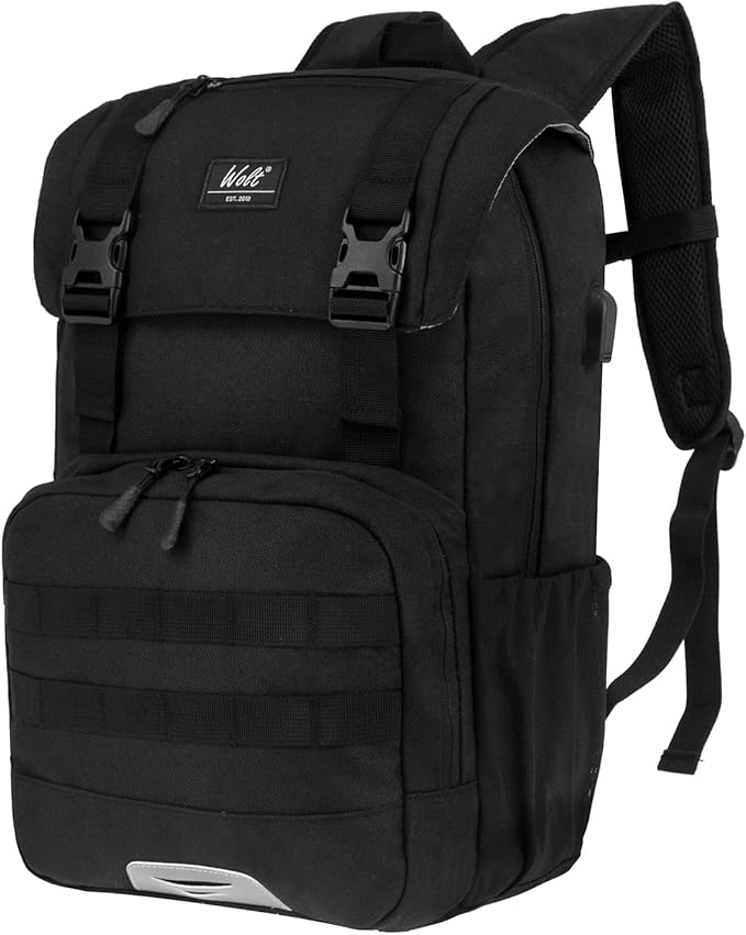 WOLT Laptop Backpack with USB Charging Port Fits Up to 17 Inch Laptop, College Backpack for Men Women, Computer Business Bookbag, Black