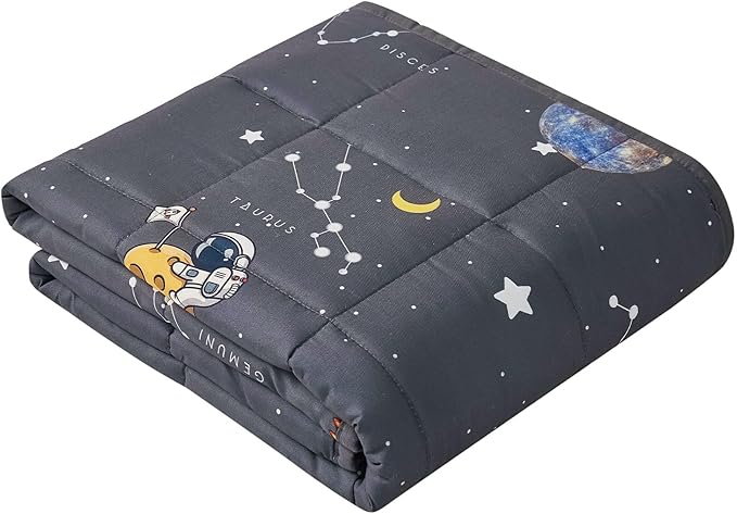 anfie Weighted Blanket Kids (40"x60" 7lbs) Cooling Weighted Blanket for Sleeping, Throw Size Breathable Blanket with Premium Glass Bead(Space Grey)