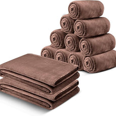 IR Imperial Rooms Fleece Blanket 12 Pack Twin Size 60 x 80 Inches - Super Soft Fluffy Throw Blanket for Sofa and Bed - Warm and Cozy Lightweight 400 GSM Microfiber Bed Throws Blankets (Twin, Coffee)