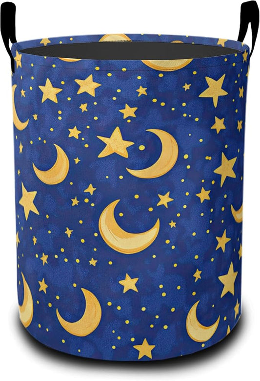 Laundry Basket, Cartoon Stars Moon Oxford Cloth Laundry Hamper With Handle Foldable Portable Clothes Storage Basket Storage Bag For Laundry Room/Bathroom/Bedroom/Dormitories