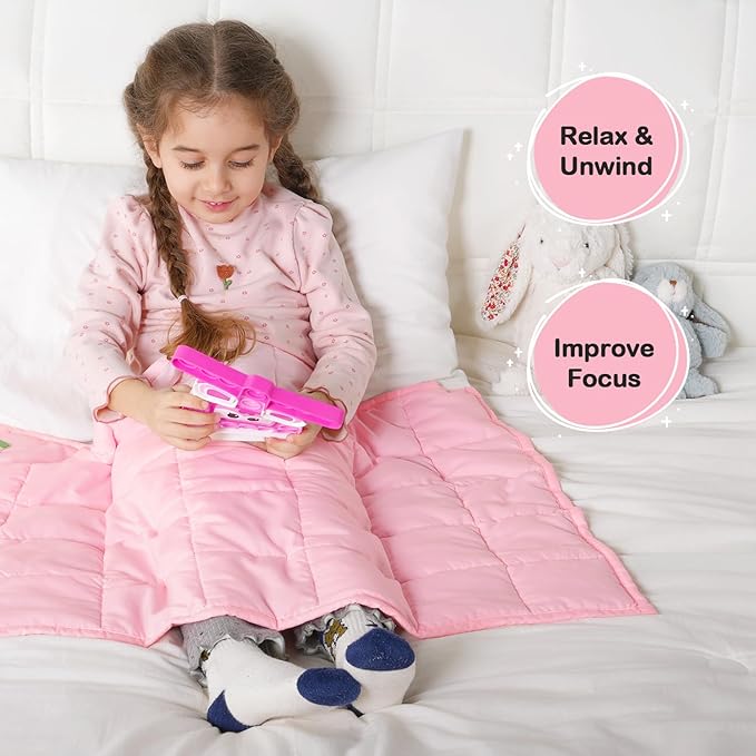 Kivik Weighted Lap Blanket 2 lbs, 20" x 30" Pink Small Weighted Blankets, All-Season Breathable Mini Weighted Lap Pad, Soft Heavy Throw Blanket for Travel, Calming & Sleep, Washable