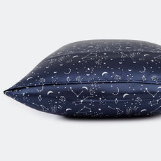 ALASKA BEAR Silk Pillowcase Envelope Closure, 22 Momme 100 Percent Long Overlap Sleeve Mulberry Silk Pillow Case Foldover Design, Machine Washable and NO Zipper, Queen (1, Constellation)