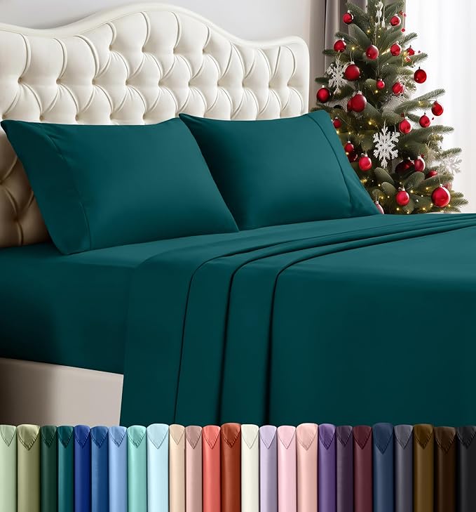 Utopia Bedding King Bed Sheets Set - 4 Piece Bedding - Brushed Microfiber - Shrinkage and Fade Resistant - Easy Care (Teal Green)