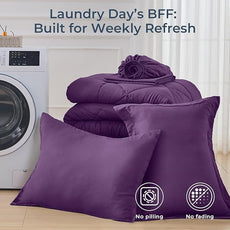 HEVUMYI Grape Purple Twin Comforter Set - 5-Piece All Season Bed in a Bag Twin, Ultra Soft Bedding Set with Comforter, Flat Sheet, Fitted Sheet, Pillowcases, Pillow Shams