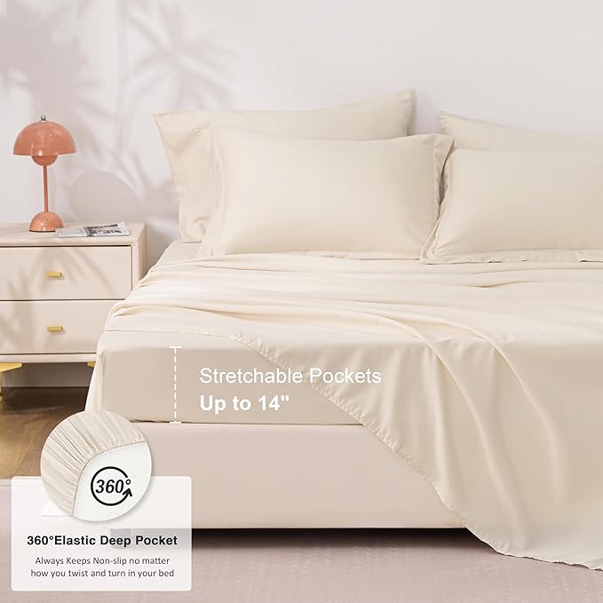 Love's cabin Twin Comforter Set Beige, 5 Pieces Twin Bed in a Bag, All Season Bedding Sets with 1 Comforter, 1 Flat Sheet, 1 Fitted Sheet, 1 Pillowcase and 1 Pillow Sham