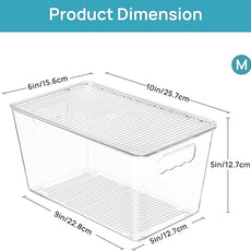 Vtopmart 1 Pack Clear Stackable Storage Bins with Lids, Medium Plastic Containers with Handle for Pantry Organizer and Storage,Perfect for Kitchen,Fridge,Cabinet, Closet,Bathroom Organization