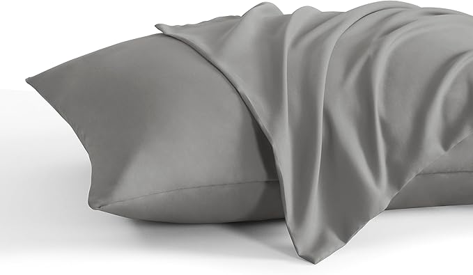 NTBAY King Pillow Cases Set of 2, 2 Pack Brushed Microfiber 20x36 Pillow Cases, Soft, Wrinkle, Fade, Stain Resistant Smoke Grey Pillow Cases with Envelope Closure, 20x36 Inches, Smoke Grey