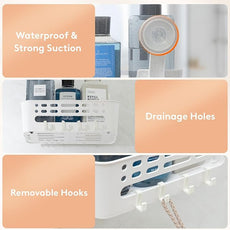 Lifewit Shower Caddy Suction Cup, 10.4inch Removable Shower Shelves for Inside Shower, NO-Drilling Bathroom Organizers and Storage Rack for Shampoo Strong Vacuum Suction, 2 Pack